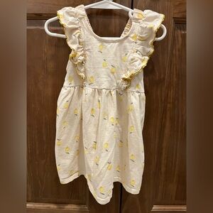 Modern Moments by Gerber Girl's Cream Ruffle Straps Yellow Lemon Dress, Size 2T